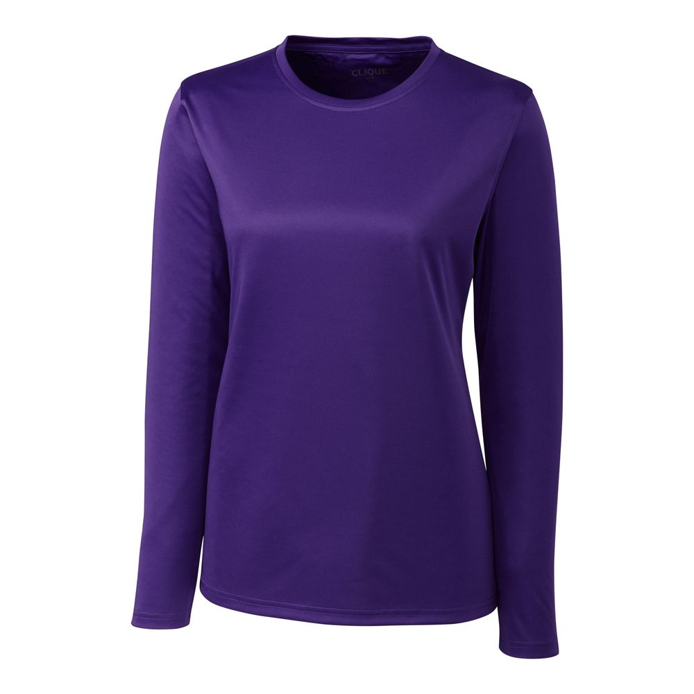 NWT Clique Royal Purple Spin Eco Performance Long Sleeve Womens Tee Shirt